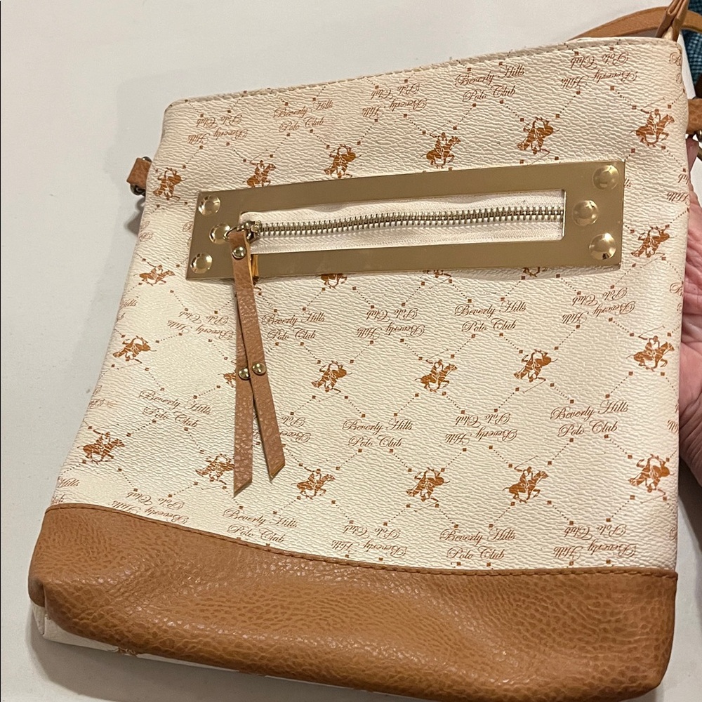 Beverly Hills Polo Club Cream and Tan Crossbody Bag